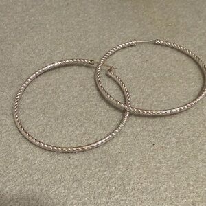 Monet Silver Twisted Hoop Earrings